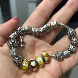 Silver and Gold Beaded Charm Bracelet